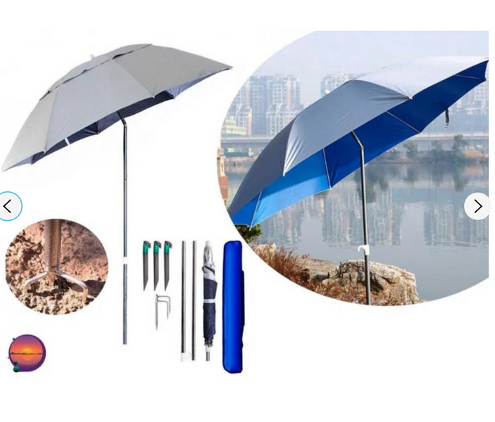 Зонт пляжный с наклоном и клапаном антиветер, садовый для пляжа и рыбалки с чехлом Синий 890316 фото