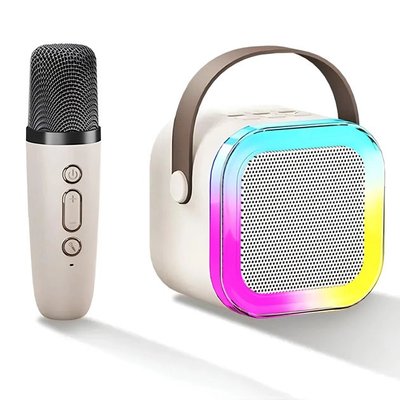 Портативная колонка с караоке микрофоном и RGB подсветкой K12 10W Bluetooth. Цвет: белый ws85126-2 фото