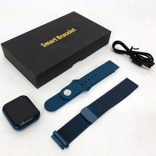 Smart Watch T80S, два браслета, температура тела, давление, оксиметр. Цвет: синий ws39115 фото