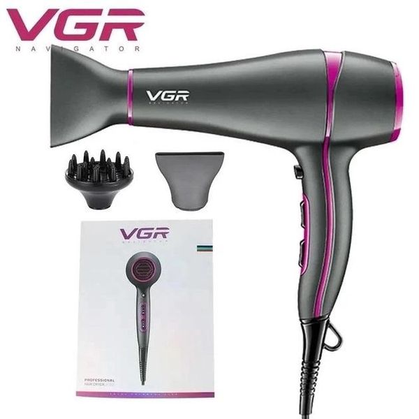 Професійний потужний фен з насадками VGR V-402 з концентратором та дифузором для сушіння та укладання волосся ws82963 фото