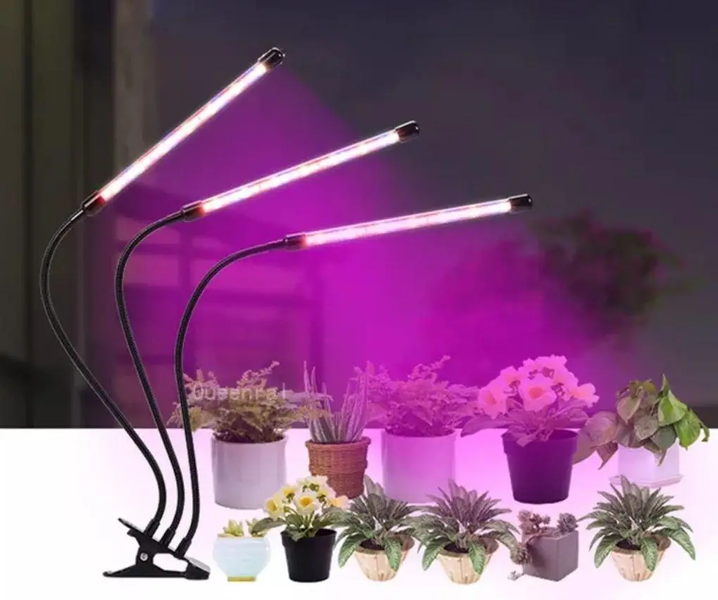 Светодиодная фитолампа Grow Light для выращивания растений, рассады Полный спектр 3 головы Артикул: Grow3 фото