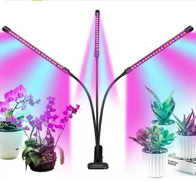 Светодиодная фитолампа Grow Light для выращивания растений, рассады Полный спектр 3 головы Артикул: Grow3 фото