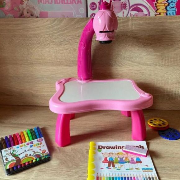 Дитячий стіл проектор для малювання з підсвічуванням Projector Painting. Колір: рожевий ws89895 фото