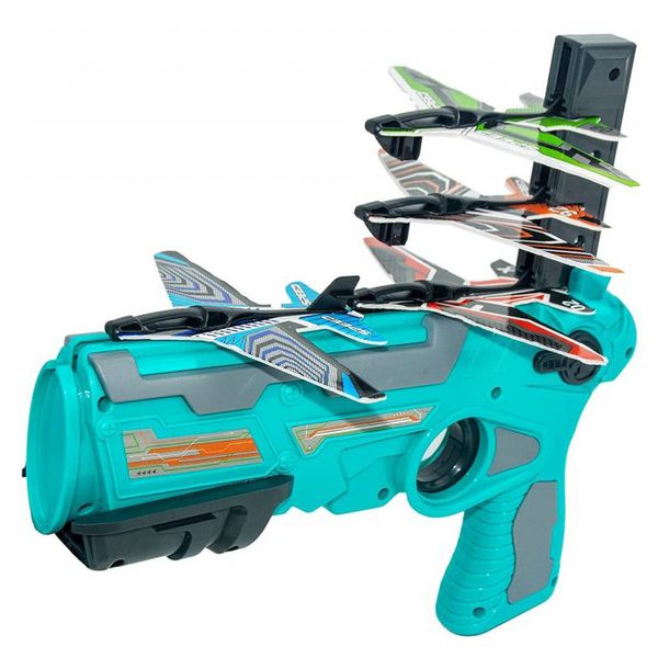Детский игрушечный пистолет с самолетиками Air Battle катапульта с летающими самолетами (AB-1). Цвет: синий ws23412-1 фото