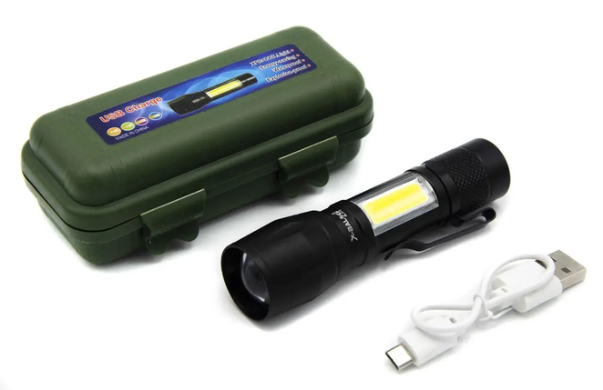 Фонарь светодиодный аккумуляторный X-Balog BL-513 ручной карманный с боковой лампой USB зарядка Артикул: 21252 фото