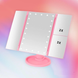 Зеркало настольное тройное косметическое с подсветкой для макияжа 22 LED Розовое Артикул: MU452145/3 фото 12