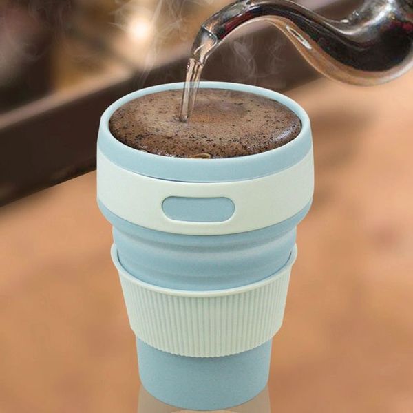 Кухоль туристичний (складний/силіконовий), складний термокухоль, складаний кухоль для кави. Колір: блакитний ws13839 фото
