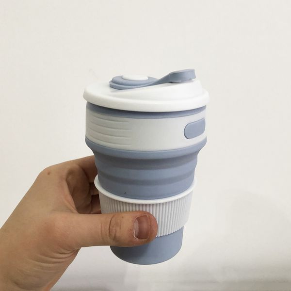 Кружка туристическая (складная/силиконовая), складная термокружка, складная кружка для кофе. Цвет: голубой ws13839 фото