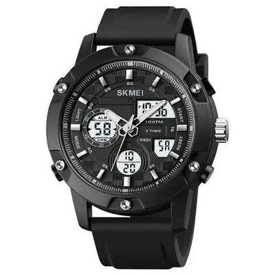 Часы наручные мужские SKMEI 1757BKWT BLACK-WHITE, армейские часы противоударные. Цвет: черный ws45699-1 фото