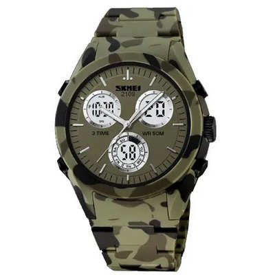 Часы наручные мужские SKMEI 2109CMGN, оригинальные мужские часы, военные мужские наручные часы зеленые ws75937 фото