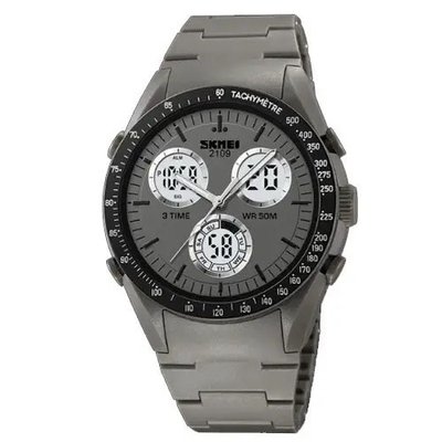 Годинник наручний чоловічий SKMEI 2109GY, армійський годинник протиударний, оригінальний чоловічий годинник ws15465 фото