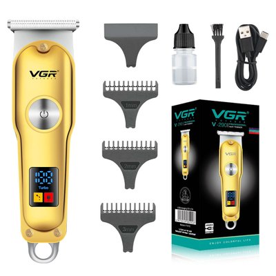 Тример для волосся та бороди VGR V-290 LED Display 3 насадки, машинка для стрижки волосся домашня ws32964 фото