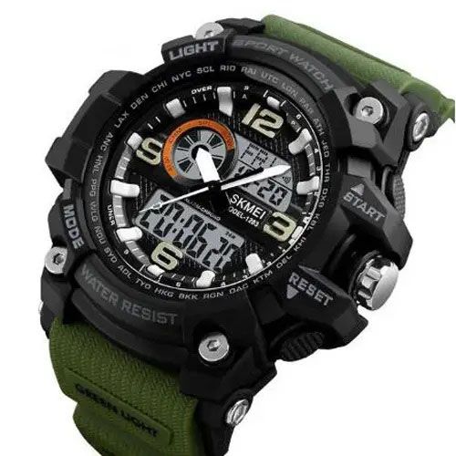 Часы наручные мужские SKMEI 1283AG ARMY GREEN, армейские часы противоударные. Цвет: зеленый ws28574 фото