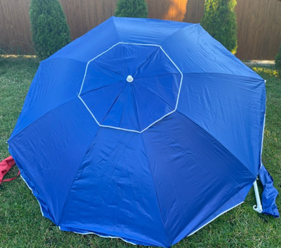 Зонт круглый 2,2м с клапаном, напылением с наклоном купола красный тент 890328 фото