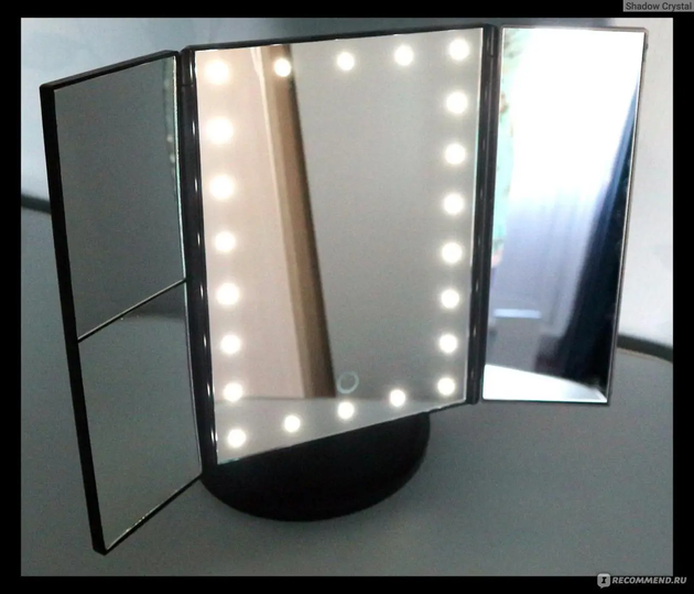 Зеркало настольное тройное косметическое с подсветкой для макияжа 22 LED Белое Артикул: MU58254 фото