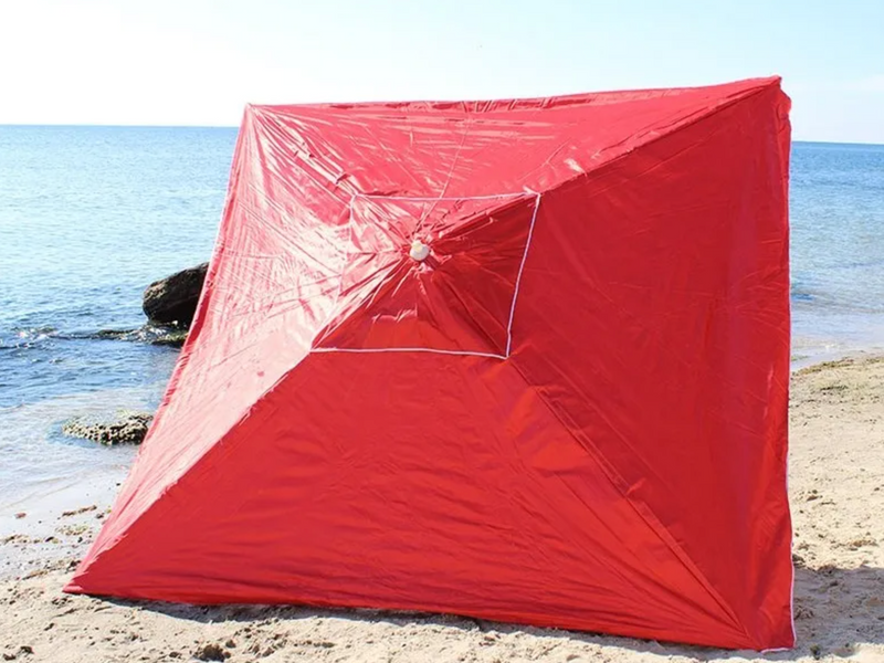 Зонт усиленный 2,5х2,5 м квадратный торговый с клапаном и серебряным напылением красный тент 891284 фото