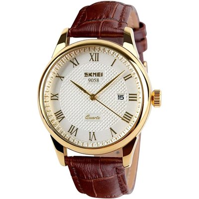 Часы наручные мужские SKMEI 9058LGDWTBN-B, мужские круглые наручные часы, качественные мужские часы ws16976 фото